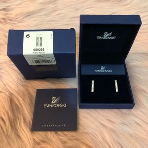 Swarovski Crystal Rhinestone Silver Bar Earrings